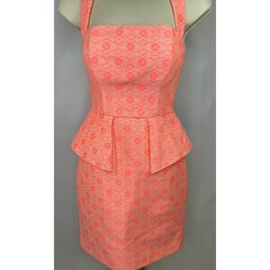 Stunning Laundry by Shelli Segal Neon Coral Peplum Dress – Size 0